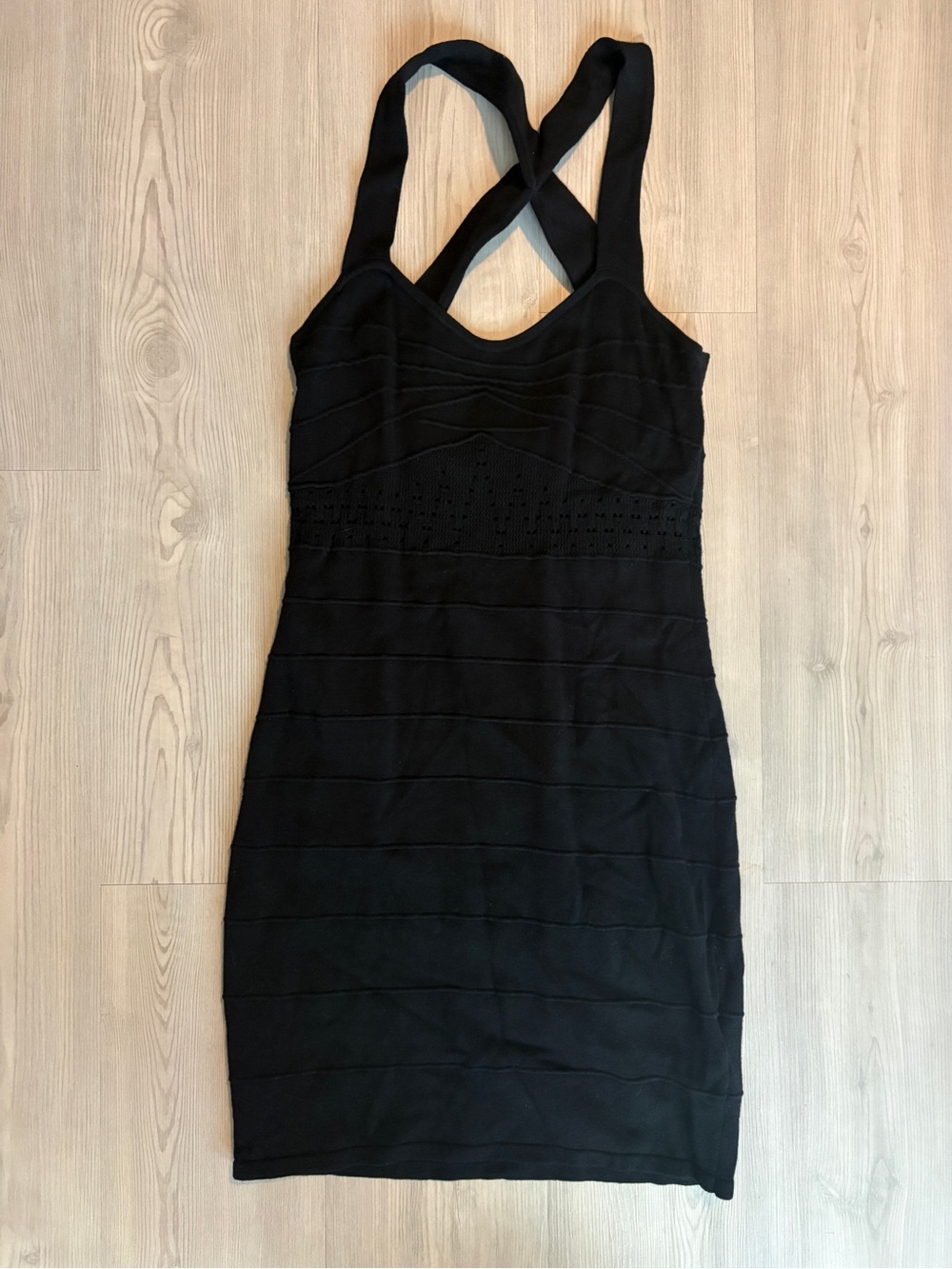 Guess Black Cross-Back Bodycon Mini Dress